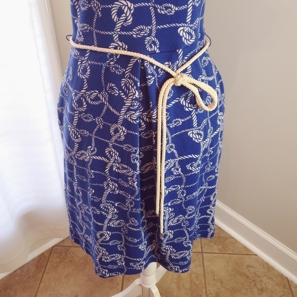 Talbots Medium Petites Nautical Rope Dress Blue Short sleeve Back zip - Picture 5 of 12